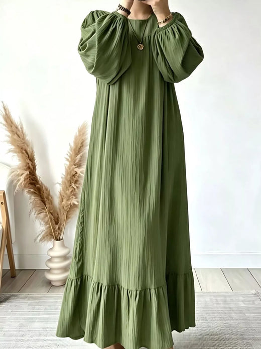 Full Size Textured Puff-Sleeve Maxi Dress Plus Size - alternate view 5