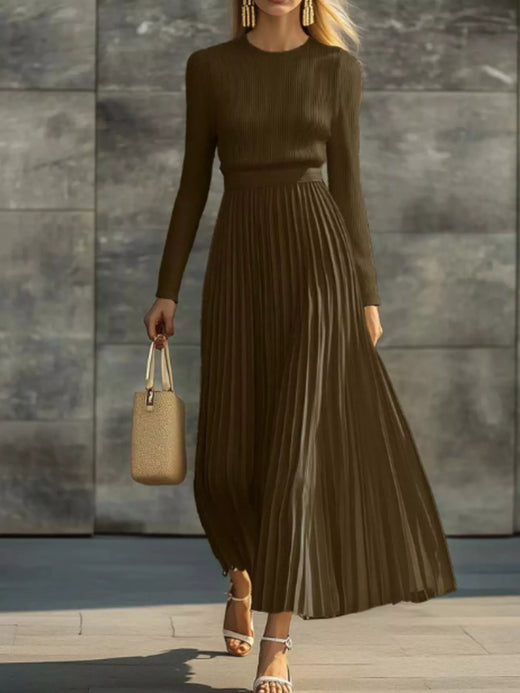 Ribbed Knit Pleated Midi Dress - alternate view 6
