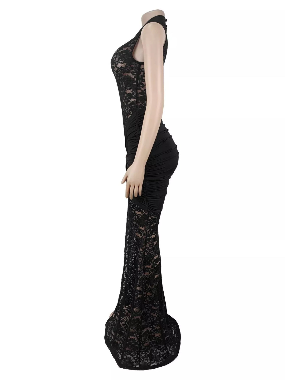 Lace Keyhole High-Slit Maxi Dress - alternate view 3
