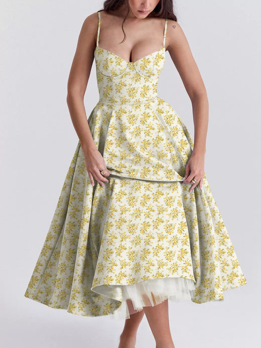 Sweetheart Neck A-Line Midi Dress - alternate view 5
