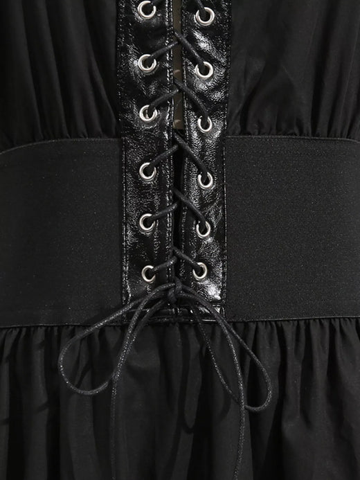 Lace-Up Corset Sleeveless Midi Dress - alternate view 6