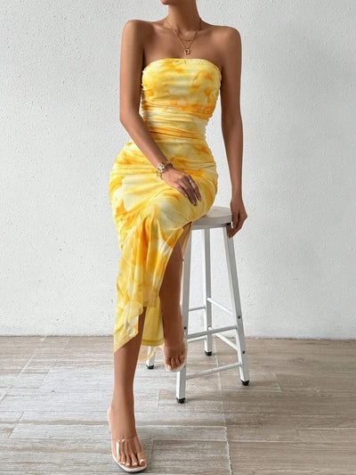 Printed Side Slit Tube Dress - alternate view 12