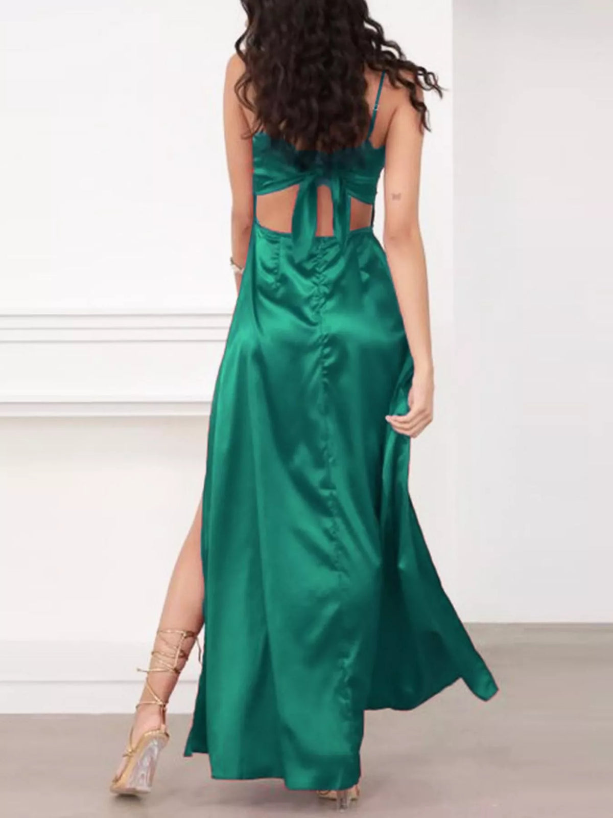 Spaghetti Strap High-Slit Maxi Dress - alternate view 7