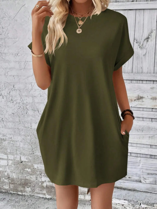 Short Sleeve Mini Tee Dress with Pockets - alternate view 5