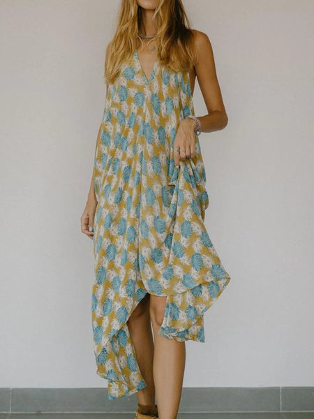 Asymmetrical Hem Printed Halter Neck Dress - alternate view 24