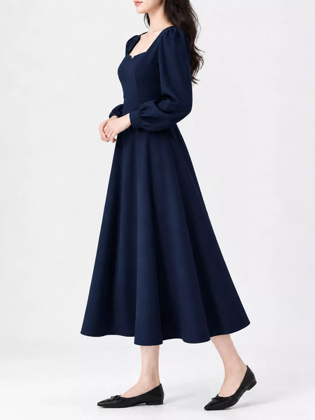 Full Size Long Sleeve A-Line Midi Dress Plus Size - alternate view 18