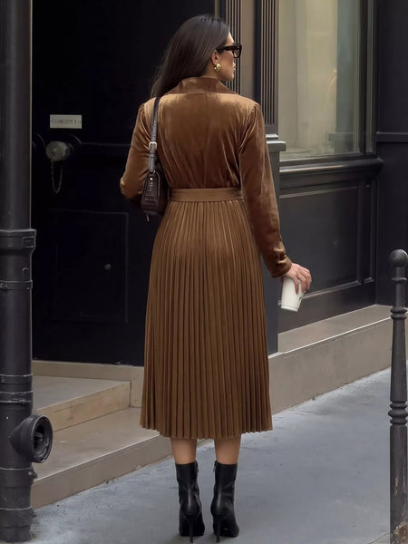 Velvet Pleated Midi Blazer Dress - alternate view 8