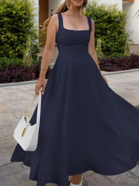 Square Neck Wide Strap A-Line Dress - alternate view 15