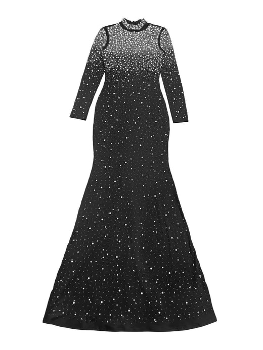 Rhinestone Long Sleeve Mermaid Maxi Dress - alternate view 3