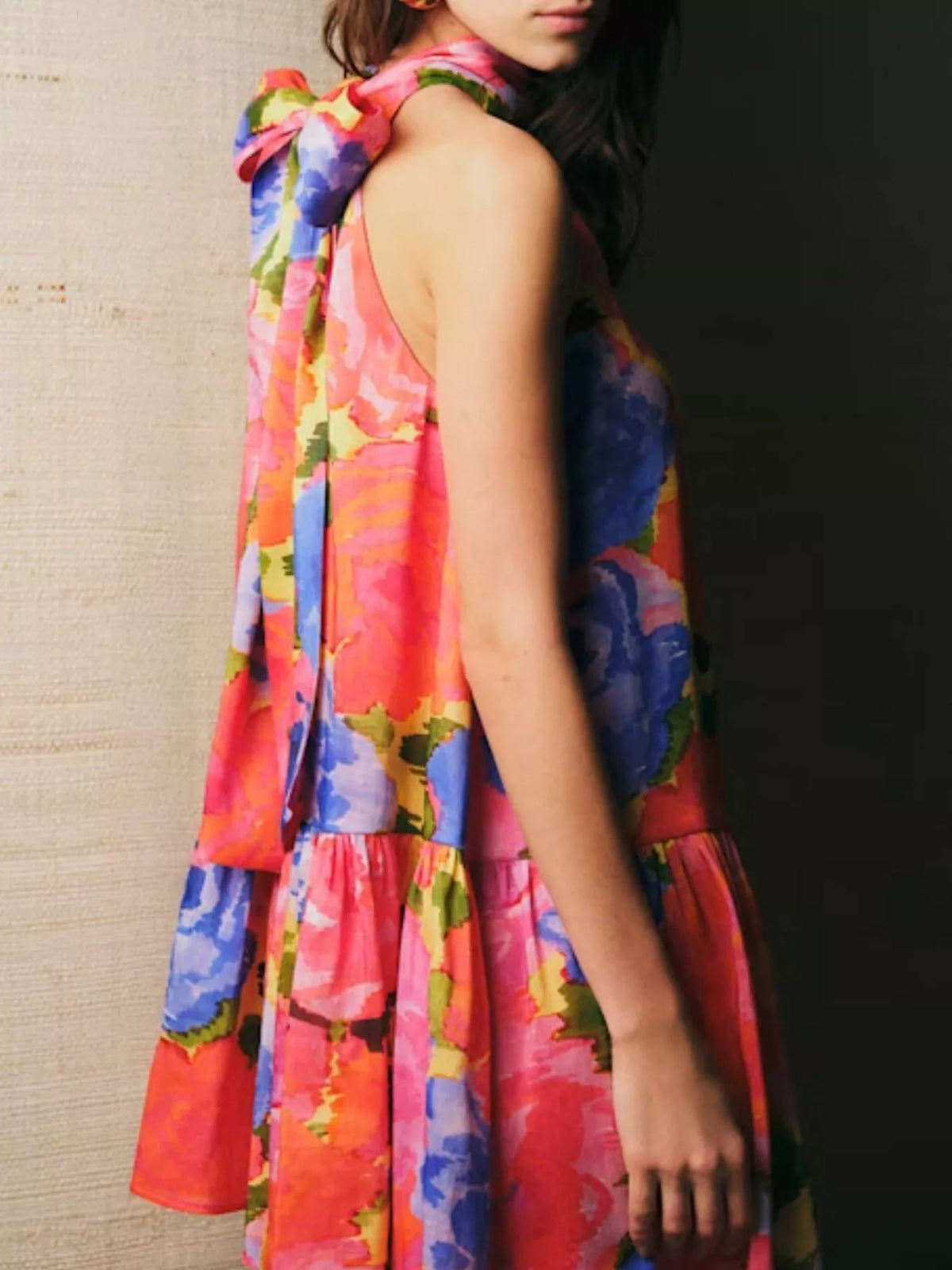 Full Size Floral Print Sleeveless Mini Dress Plus Size - alternate view 3