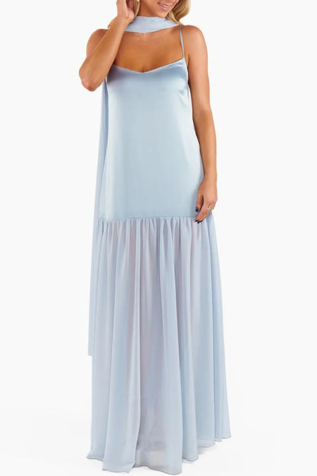 Adjustable Strap Maxi Cami Dress with Scarf - alternate view 2