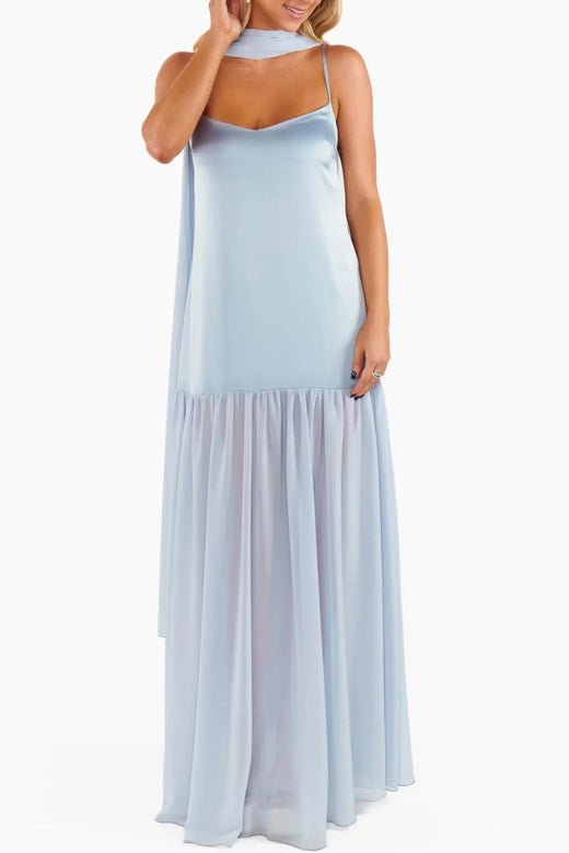Adjustable Strap Maxi Cami Dress with Scarf - alternate view 2