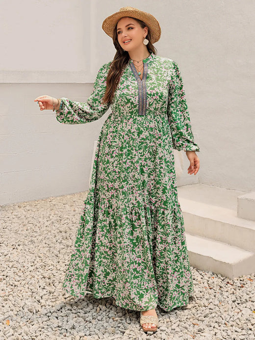 Notched Long Sleeve Maxi Dress - alternate view 6