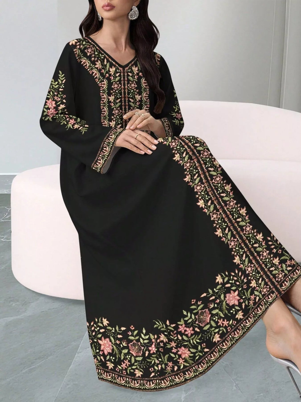 Floral Long Sleeve Maxi Dress - alternate view 7