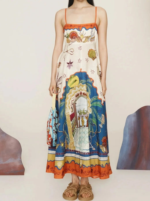Printed Square Neck Maxi Cami Dress - alternate view 5