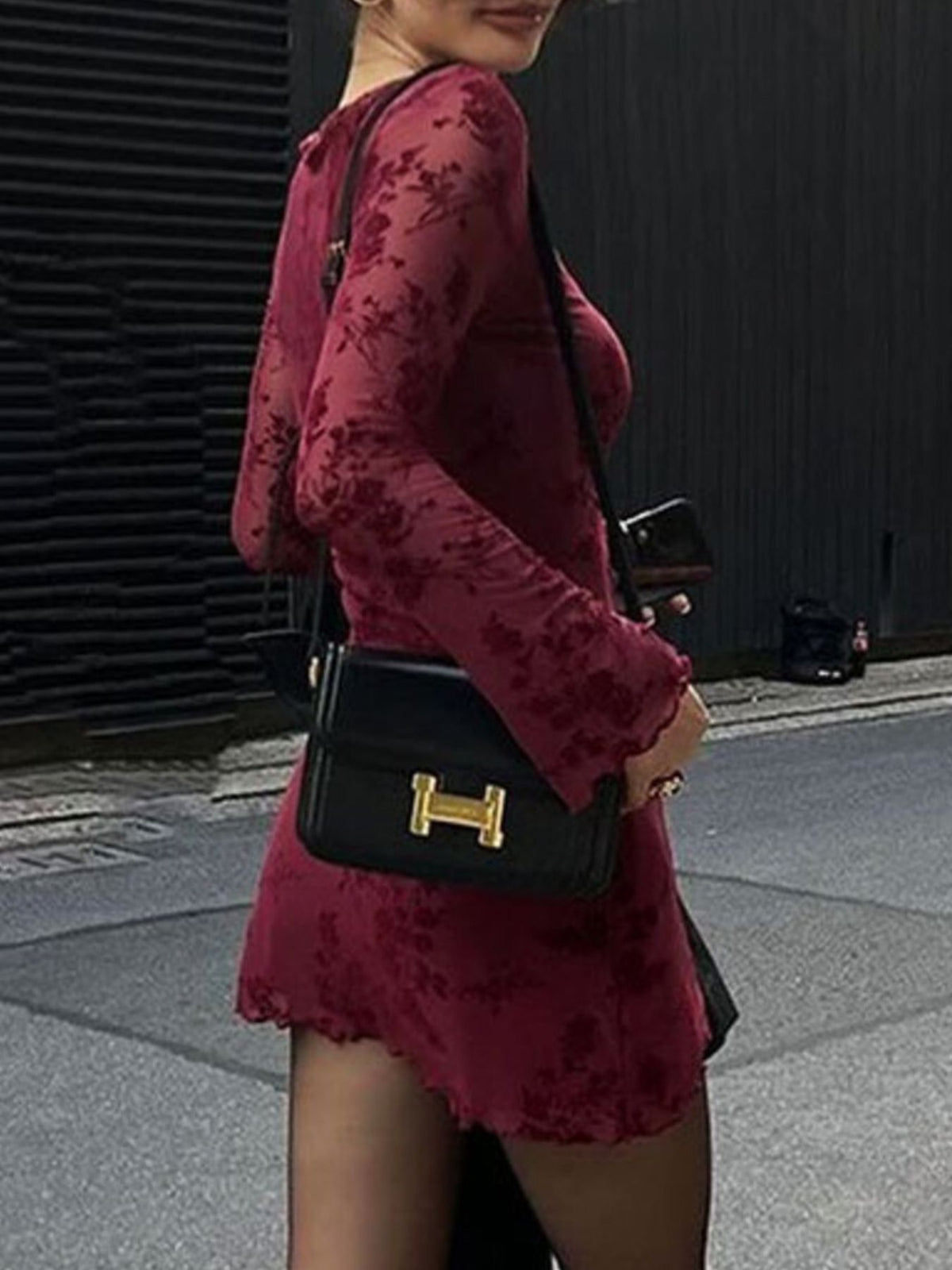 Long Sleeve Bodycon Mini Dress - alternate view 3