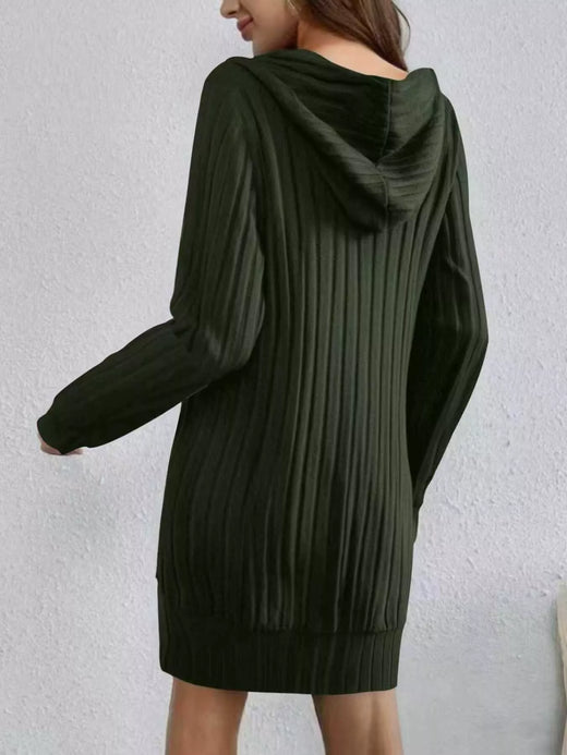 Ribbed Knit Hoodie Dress - alternate view 2