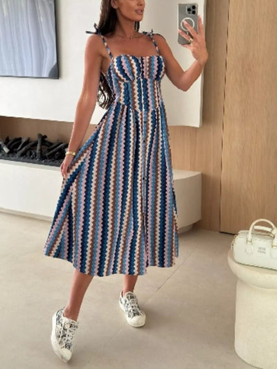 Printed Tie-Strap Midi Dress - alternate view 30