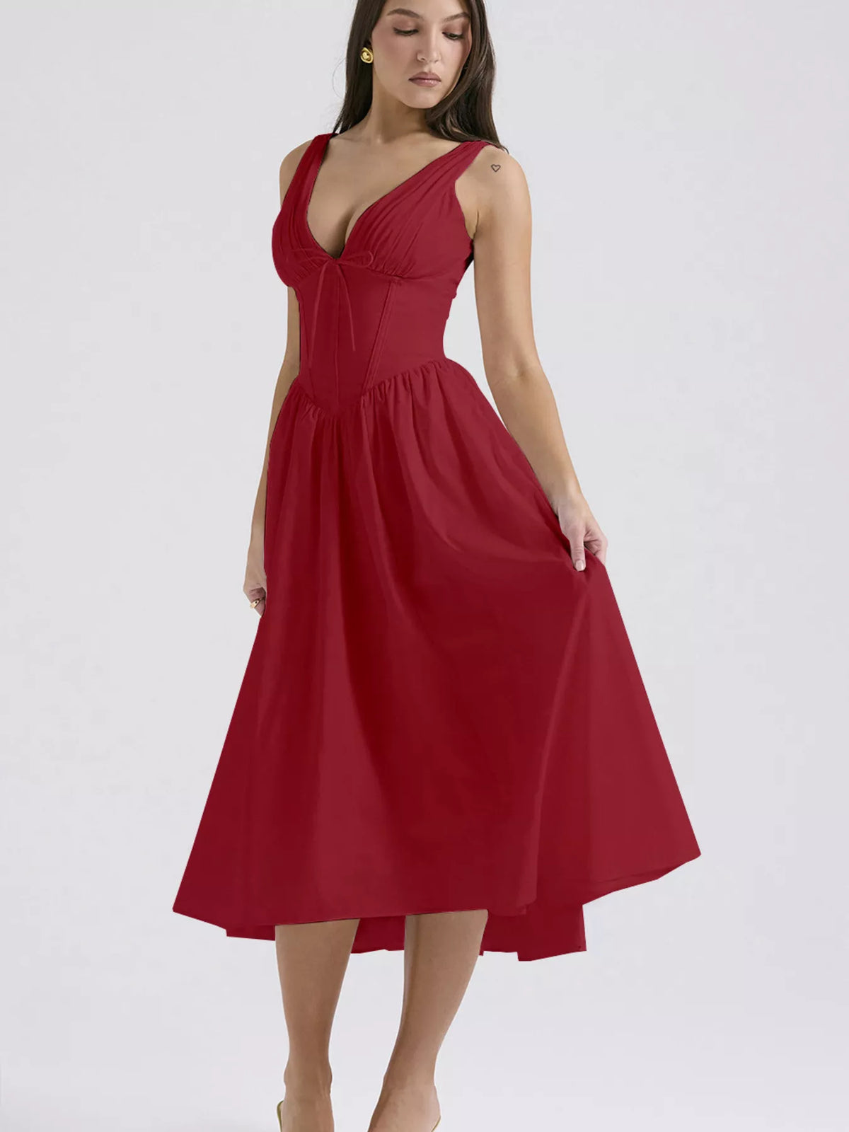 V-Neck Sleeveless Midi Dress - alternate view 14