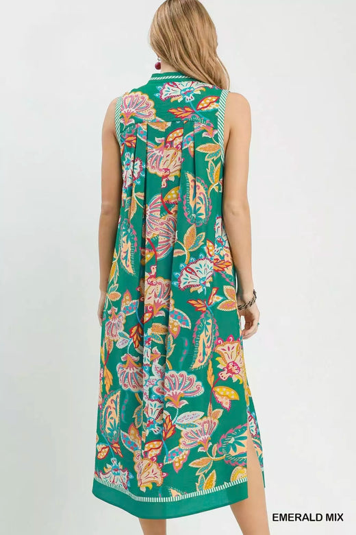 Paisley Floral Sleeveless Midi Dress - alternate view 4