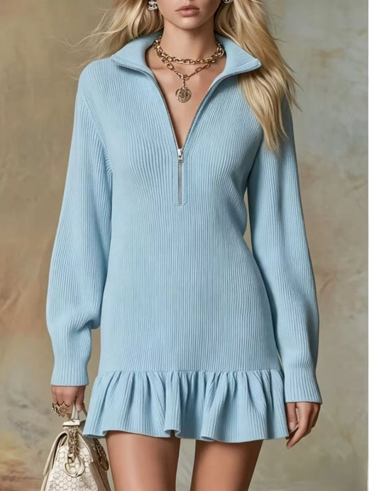 Ruffle Hem Half Zip Dress - alternate view 4