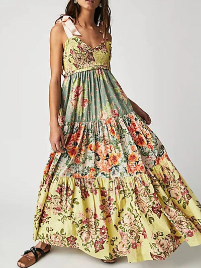 Printed V-Neck Tie Shoulder Cami Dress - alternate view 7