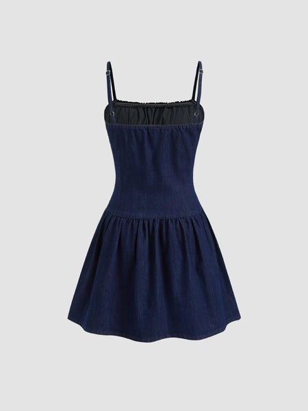 Adjustable Strap Ruched Mini Dress - alternate view 4