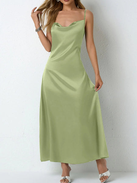 Satin Cowl Neck Cami Dress - alternate view 11