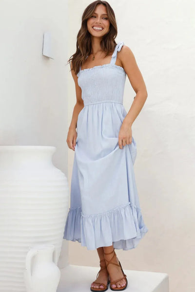Ruffled Smocked Ruffle Hem Sleeveless Dress - alternate view 5