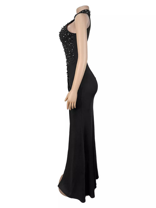 Slit Rhinestone Sleeveless Maxi Dress - alternate view 6
