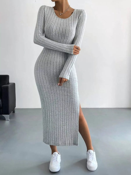 Full Size Ribbed Knit Bodycon Midi Dress Plus Size - alternate view 6