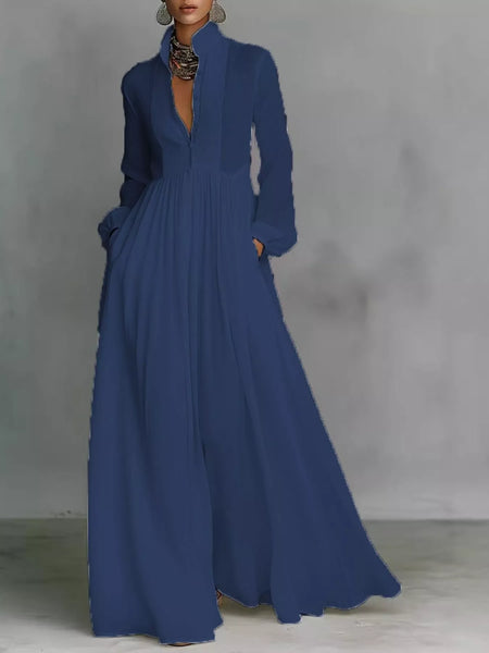 Full Size Long-Sleeve Button Front Maxi Dress Plus Size - alternate view 46