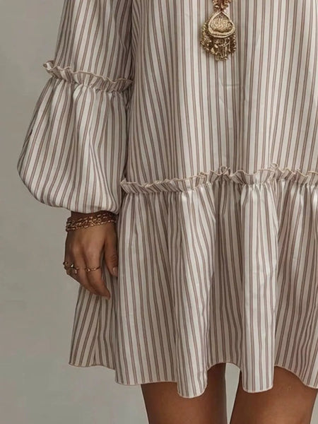 Full Size Striped Balloon Sleeve Mini Dress Plus Size - alternate view 9