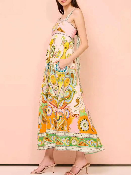 Paisley Print Square Neck Summer Dress - alternate view 6