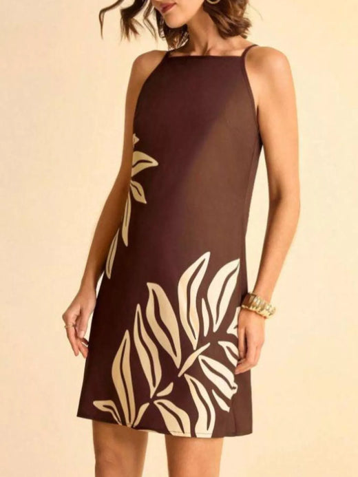 Tropical Print Sleeveless Mini Dress - alternate view 3