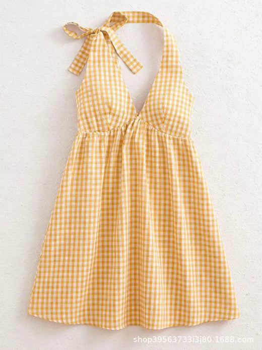 Gingham Tie-Shoulder Mini Dress - alternate view 5