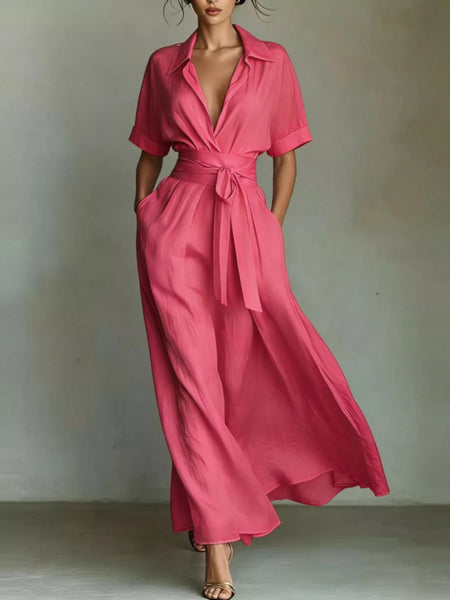 Collared Neck Maxi Shirt Dress