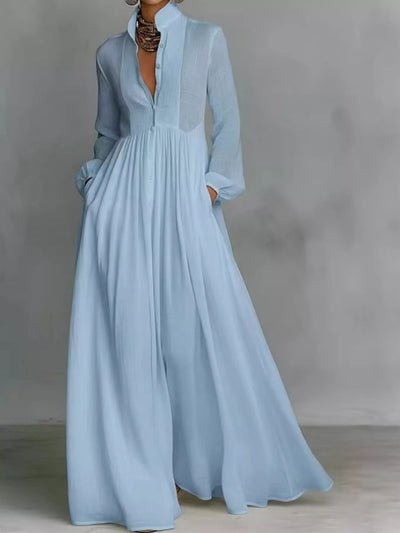 Full Size Long-Sleeve Button Front Maxi Dress Plus Size - alternate view 17