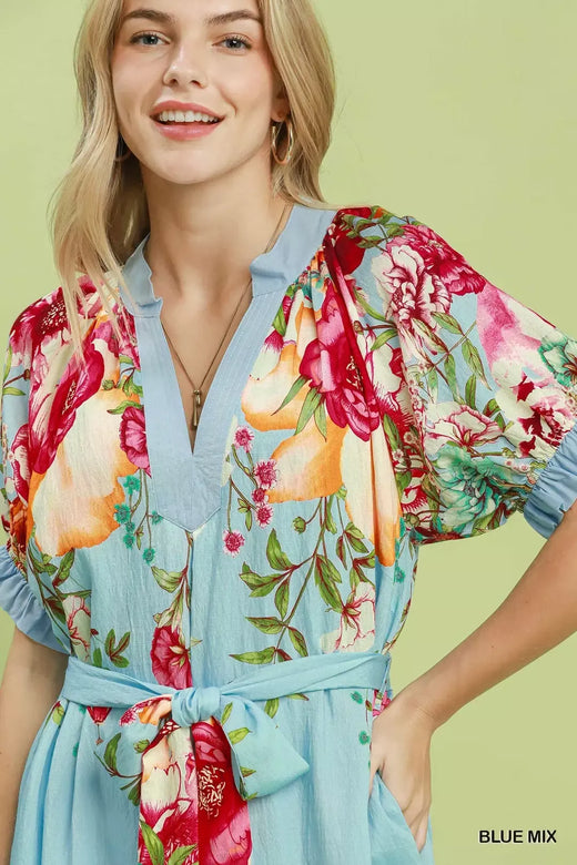 Mix Floral Border Print Midi Dress - alternate view 6