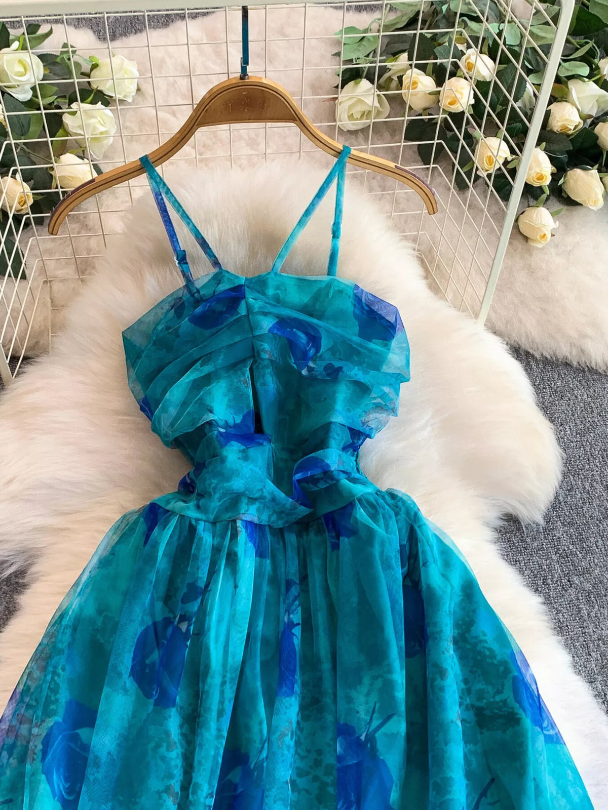 Floral Print Ruffled Layered Mesh Dress - alternate view 23