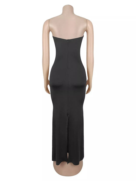 Rhinestone Slit Back Tube Maxi Dress - alternate view 9
