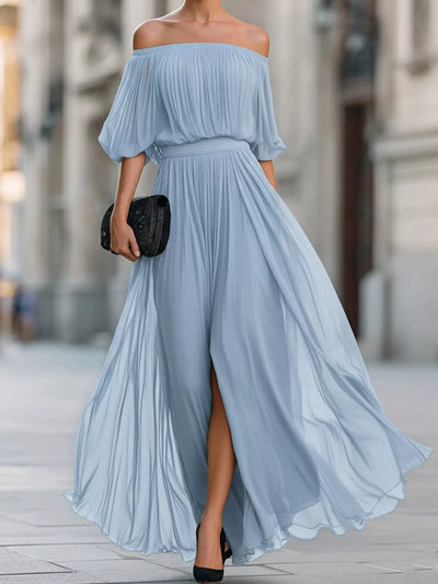 Full Size Off-Shoulder Ruched Chiffon Maxi Dress Plus Size - alternate view 11