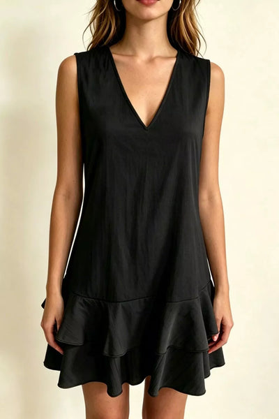 Sleeveless V-Neck Ruffle Hem Mini Dress - alternate view 10