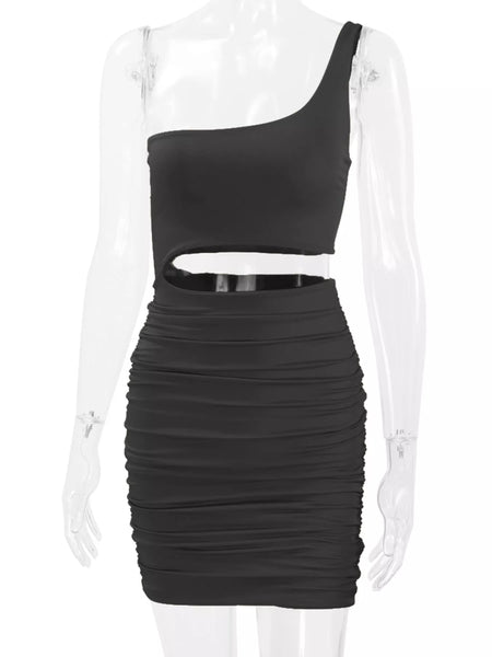 One-Shoulder Cutout Ruched Bodycon Mini Dress - alternate view 58