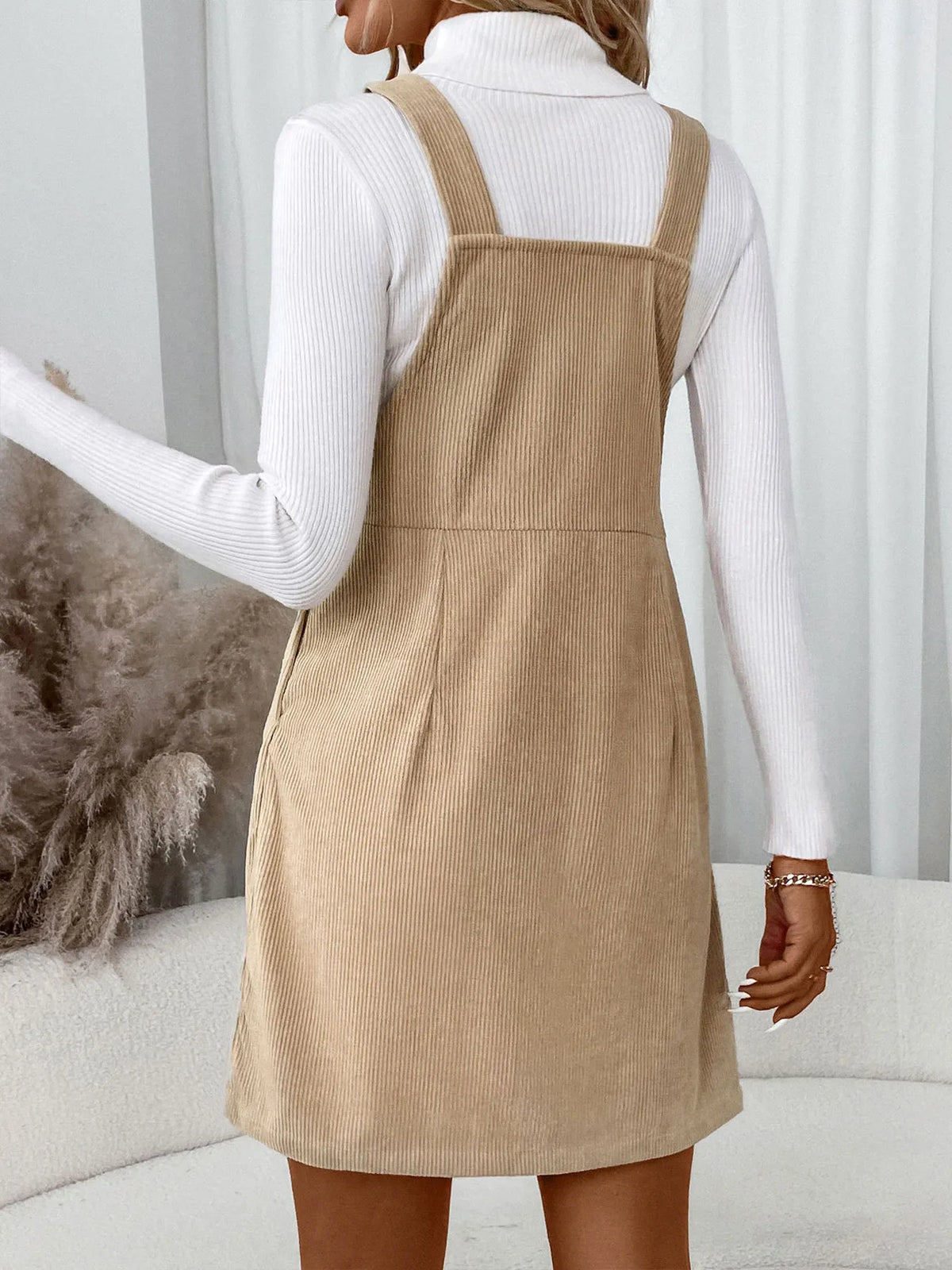 Corduroy Overall Dress with Pocket - alternate view 5