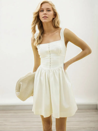Square Neck Wide Strap Mini Dress