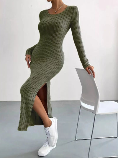 Full Size Ribbed Knit Bodycon Midi Dress Plus Size - alternate view 8