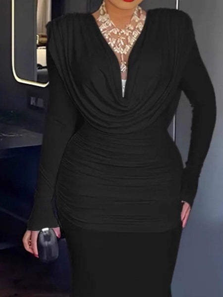 Ruched Long Sleeve Maxi Dress - alternate view 4