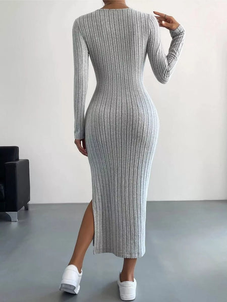 Full Size Ribbed Knit Bodycon Midi Dress Plus Size - alternate view 7