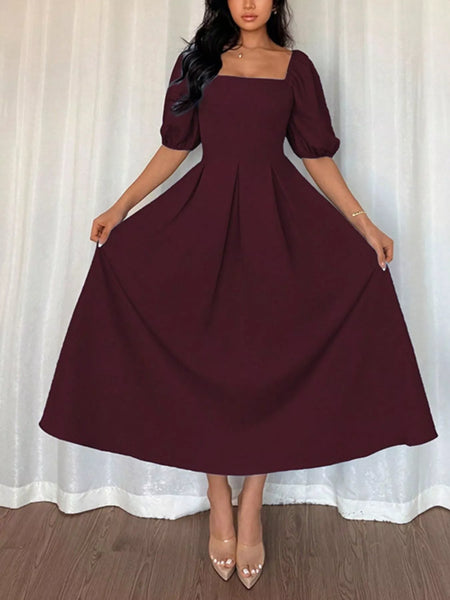 Square Neck Flutter Sleeve Midi Dress - alternate view 3